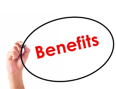The word benefit being circled in black by a hand